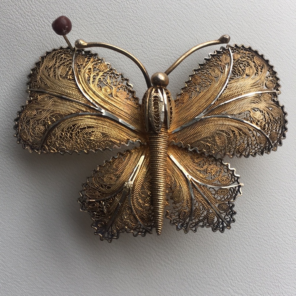 Butterfly Lapel pin sterling silver stamped 925